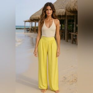 Forte Forte Yellow Silk Wide Leg Pants NWOT XS